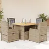 Image de vidaXL Ensemble à manger de jardin avec coussins 5pcs Beige poly rotin 3262773