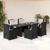 Image de vidaXL Ensemble à manger de jardin coussins 7pcs Noir Résine tressée 3262777