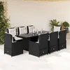 Image de vidaXL Ensemble à manger de jardin 9pcs coussins noir résine tressée 3262778