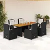 Image de vidaXL Ensemble à manger de jardin coussins 7pcs Noir Résine tressée 3262779