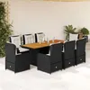Image de vidaXL Ensemble à manger de jardin 9pcs coussins noir résine tressée 3262780