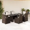 Image de vidaXL Ensemble à manger de jardin et coussins 7 pcs marron rotin 3262781