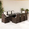Image de vidaXL Ensemble à manger de jardin et coussins 9 pcs marron poly rotin 3262782