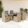 Image de vidaXL Ensemble à manger de jardin et coussins 7 pcs beige poly rotin 3262787