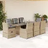 Image de vidaXL Ensemble à manger de jardin et coussins 9 pcs beige Poly rotin 3262788