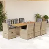 Image de vidaXL 9-delige Tuinset met kussens poly rattan beige3262790
