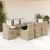 Image de vidaXL Ensemble à manger de jardin et coussins 9 pcs beige Poly rotin 3262792