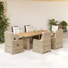 Image de vidaXL 7-delige Tuinset met kussens poly rattan beige3262793