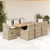 Image de vidaXL 9-delige Tuinset met kussens poly rattan beige3262794