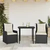 Image de vidaXL Ensemble à manger de jardin avec coussins 3 pcs Noir 3262826