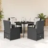 Image de vidaXL Ensemble à manger de jardin coussins 5pcs Noir Résine tressée 3262827