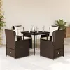 Image de vidaXL Ensemble à manger de jardin 5 pcs et coussins marron poly rotin 3262841