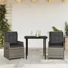 Image de vidaXL Ensemble à manger de jardin 3 pcs coussins gris résine tressée 3262854