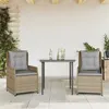 Image de vidaXL Ensemble à manger de jardin et coussins 3 pcs Beige poly rotin 3262868
