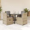 Image de vidaXL Ensemble à manger de jardin avec coussins 5pcs Beige poly rotin 3262876