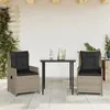 Image de vidaXL Ensemble à manger de jardin 3pcs coussins gris clair poly rotin 3262896
