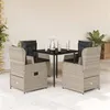 Image de vidaXL Ensemble à manger de jardin et coussins 5 pcs gris clair rotin 3262897