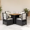 Image de vidaXL Ensemble à manger de jardin coussins 5pcs Noir Résine tressée 3262911