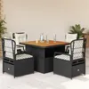 Image de vidaXL Ensemble à manger de jardin coussins 5pcs Noir Résine tressée 3262912