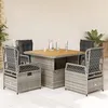 Image de vidaXL Ensemble à manger de jardin 5 pcs coussins gris résine tressée 3262915