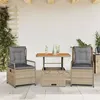Image de vidaXL Ensemble à manger de jardin et coussins 3 pcs Beige poly rotin 3262916