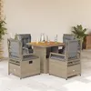 Image de vidaXL Ensemble à manger de jardin avec coussins 5pcs Beige poly rotin 3262917