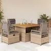 Image de vidaXL Ensemble à manger de jardin avec coussins 5pcs Beige poly rotin 3262918