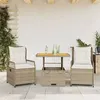 Image de vidaXL Ensemble à manger de jardin et coussins 3 pcs Beige poly rotin 3262919