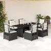 Image de vidaXL Ensemble à manger de jardin coussins 7pcs Noir Résine tressée 3262922