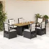 Image de vidaXL Ensemble à manger de jardin coussins 7pcs Noir Résine tressée 3262924