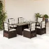 Image de vidaXL Ensemble à manger de jardin et coussins 7 pcs marron rotin 3262926
