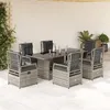 Image de vidaXL Ensemble à manger de jardin et coussins 7 pcs gris rotin 3262928