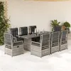 Image de vidaXL Ensemble à manger de jardin 9 pcs coussins gris résine tressée 3262929