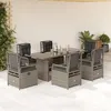 Image de vidaXL Ensemble à manger de jardin et coussins 7 pcs gris clair rotin 3262940