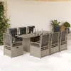 Image de vidaXL Ensemble à manger de jardin et coussins 9 pcs gris clair rotin 3262941