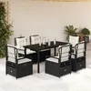 Image de vidaXL Ensemble à manger de jardin coussins 7pcs Noir Résine tressée 3262968