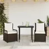 Image de vidaXL Ensemble à manger de jardin 3 pcs et coussins marron poly rotin 3262971