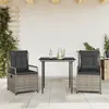 Image de vidaXL Ensemble à manger de jardin 3 pcs coussins gris résine tressée 3262985