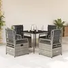 Image de vidaXL Ensemble à manger de jardin 5 pcs coussins gris résine tressée 3262986