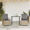Image de vidaXL Ensemble à manger de jardin et coussins 3 pcs Beige poly rotin 3262999