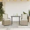 Image de vidaXL Ensemble à manger de jardin et coussins 3 pcs Beige poly rotin 3263013