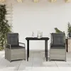 Image de vidaXL Ensemble à manger de jardin 3pcs coussins gris clair poly rotin 3263027