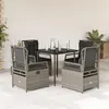 Image de vidaXL Ensemble à manger de jardin et coussins 5 pcs gris clair rotin 3263028