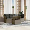 Image de Salon de jardin modulable vidaxl rotin gris 4 personnes 62 x 62 x 69 cm 5 pieces