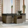 Image de Salon de jardin modulable vidaxl rotin gris 6 personnes 62 x 62 x 69 cm 7 pieces