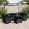 Image de VIDAXL Salon de jardin modulable 8 pièces rotin noir 7 places table extensible 62x62x69 cm