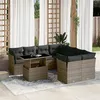 Image de Salon de jardin modulable vidaxl rotin gris 8 personnes 62 x 62 x 69 cm 9 pieces