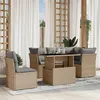 Image de Vidaxl Salon de jardin modulable - Lot de 6 pièces - Rotin beige - Table extensible