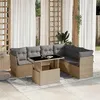Image de vidaXL Salon de jardin avec coussins 7 pcs beige résine tressée 3266609