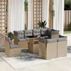 Image de Vidaxl Salon de jardin modulable 9 pieces - Rotin beige - Table extensible - 62 x 62 x 69 cm